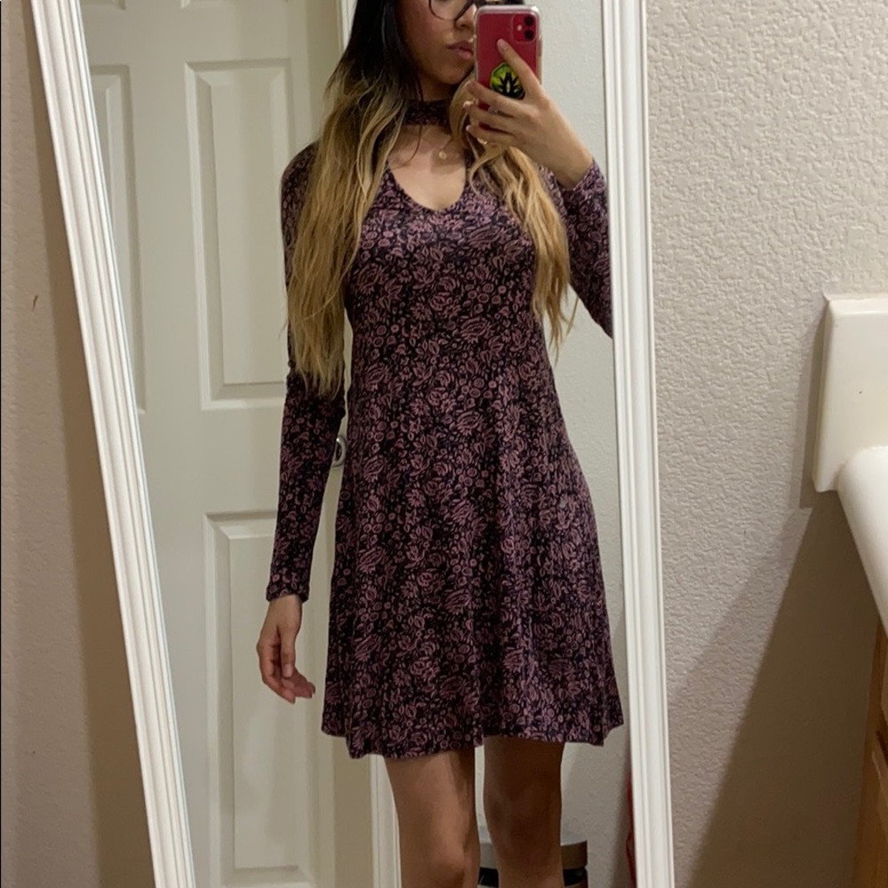 Chocker patterned purple & black dress - Picture 2 of 7